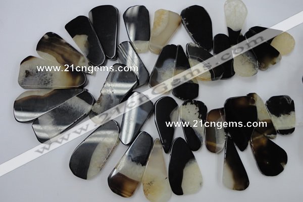 CAG5469 15.5 inches 25*35mm - 30*60mm freeform agate gemstone beads