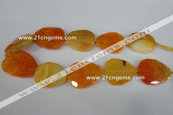 CAG5486 15.5 inches 30*35mm – 35*40mm faceted freeform agate beads