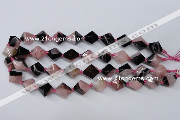 CAG5496 15.5 inches 18*18mm faceted bicone agate gemstone beads