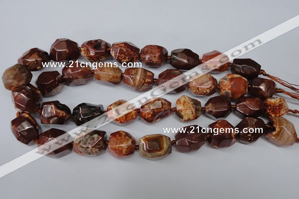 CAG5517 15.5 inches 18*22mm faceted nuggets agate gemstone beads