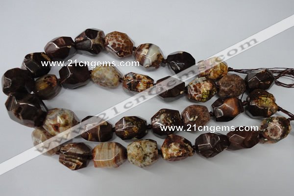 CAG5518 15.5 inches 20*22mm faceted nuggets agate gemstone beads