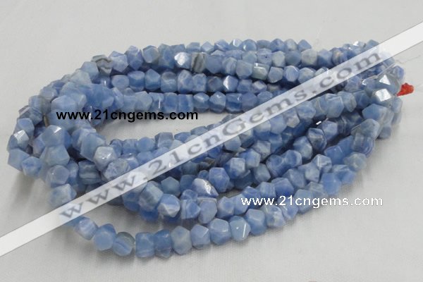 CAG557 16 inches 8*12mm faceted freeform blue agate beads wholesale