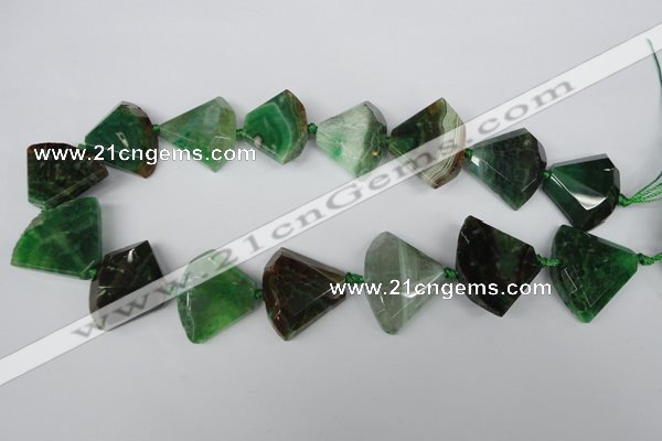 CAG5579 15 inches 22*30mm faceted triangle dragon veins agate beads