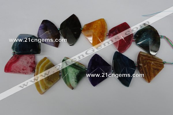 CAG5589 15 inches 30*42mm faceted triangle dragon veins agate beads