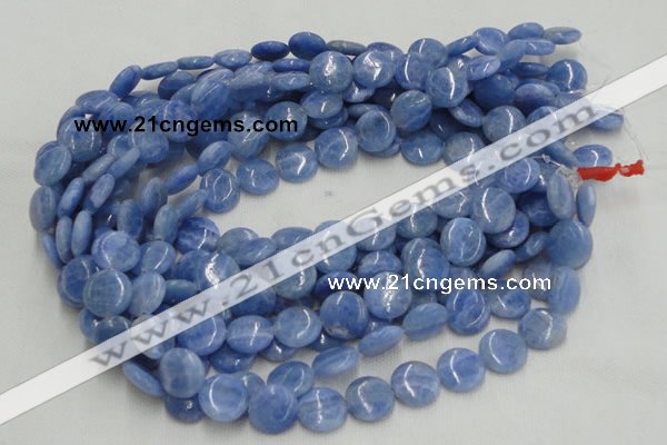 CAG559 16 inches 12mm flat round blue agate gemstone beads wholesale