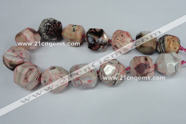 CAG5597 15 inches 25mm faceted nuggets agate gemstone beads