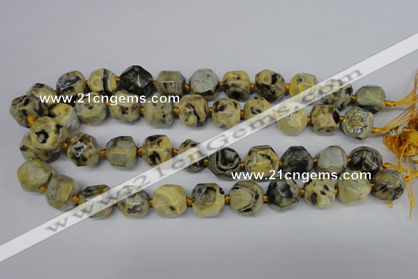 CAG5599 15 inches 15mm faceted nuggets agate gemstone beads