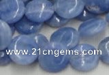 CAG560 16 inches 14mm flat round blue agate gemstone beads wholesale