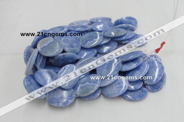 CAG561 16 inches 15*20mm oval blue agate gemstone beads wholesale