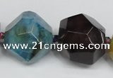 CAG5612 15 inches 25mm faceted nuggets agate gemstone beads