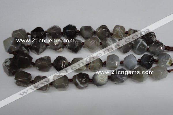 CAG5614 15 inches 18mm faceted nuggets agate gemstone beads