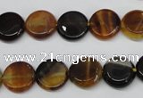 CAG5626 15 inches 12mm flat round dragon veins agate beads