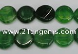 CAG5629 15 inches 12mm flat round dragon veins agate beads