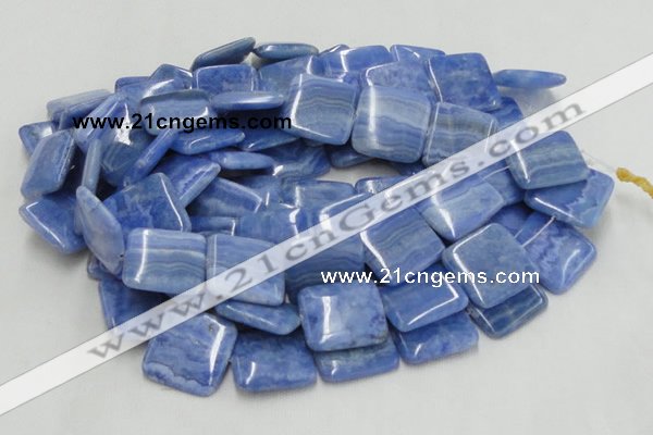 CAG563 16 inches 30*30mm square blue agate gemstone beads wholesale