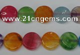 CAG5634 15 inches 12mm flat round dragon veins agate beads