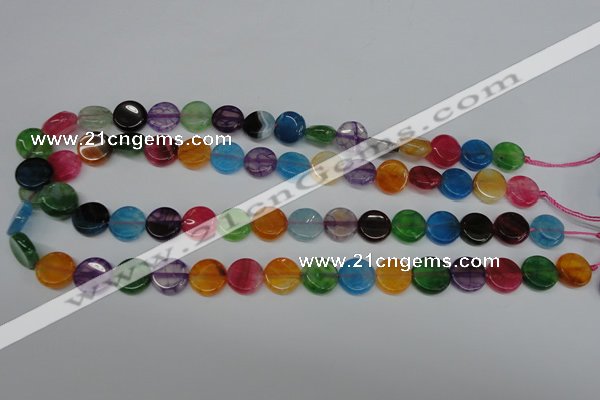 CAG5634 15 inches 12mm flat round dragon veins agate beads