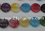 CAG5635 15 inches 12mm flat round dragon veins agate beads