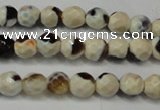 CAG5650 15 inches 4mm faceted round fire crackle agate beads