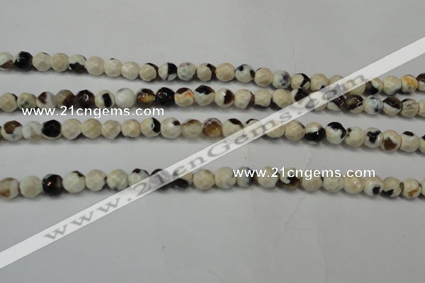 CAG5650 15 inches 4mm faceted round fire crackle agate beads