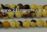 CAG5653 15 inches 4mm faceted round fire crackle agate beads