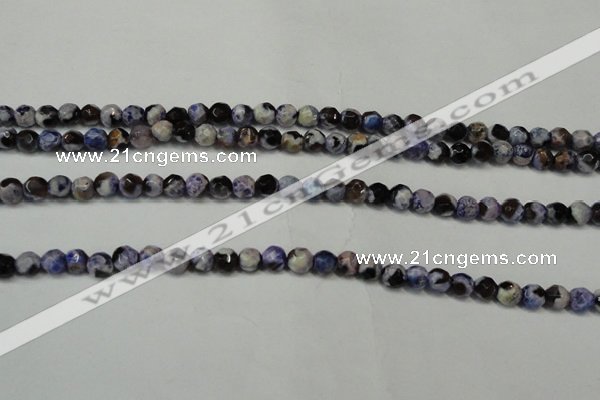 CAG5654 15 inches 4mm faceted round fire crackle agate beads