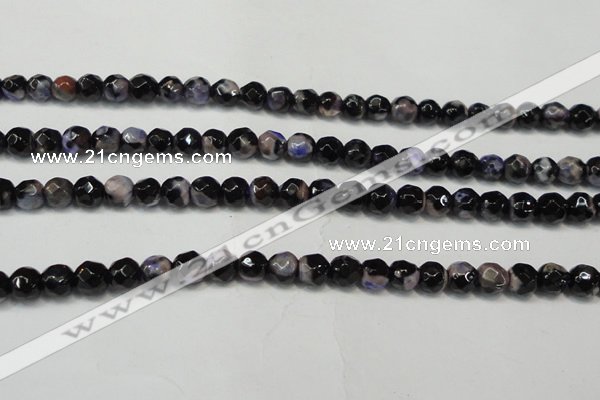 CAG5655 15 inches 4mm faceted round fire crackle agate beads