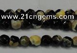 CAG5656 15 inches 4mm faceted round fire crackle agate beads