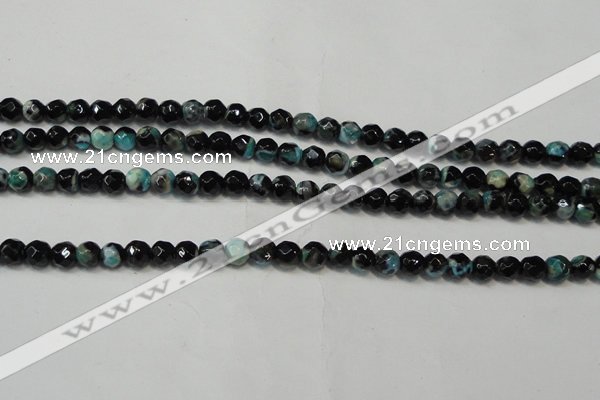 CAG5657 15 inches 4mm faceted round fire crackle agate beads