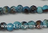 CAG5658 15 inches 4mm faceted round fire crackle agate beads