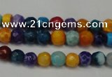 CAG5660 15 inches 4mm faceted round fire crackle agate beads