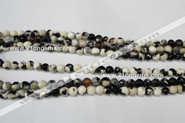 CAG5665 15 inches 6mm faceted round fire crackle agate beads