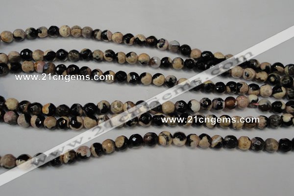 CAG5666 15 inches 6mm faceted round fire crackle agate beads