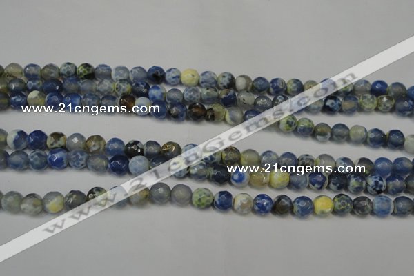 CAG5669 15 inches 6mm faceted round fire crackle agate beads