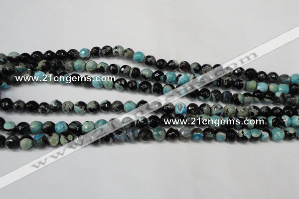 CAG5670 15 inches 6mm faceted round fire crackle agate beads