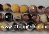 CAG5671 15 inches 6mm faceted round fire crackle agate beads