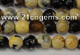 CAG5672 15 inches 6mm faceted round fire crackle agate beads