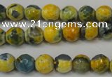 CAG5673 15 inches 6mm faceted round fire crackle agate beads