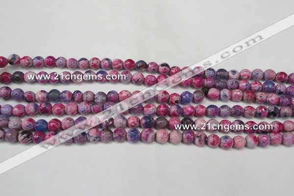 CAG5674 15 inches 6mm faceted round fire crackle agate beads