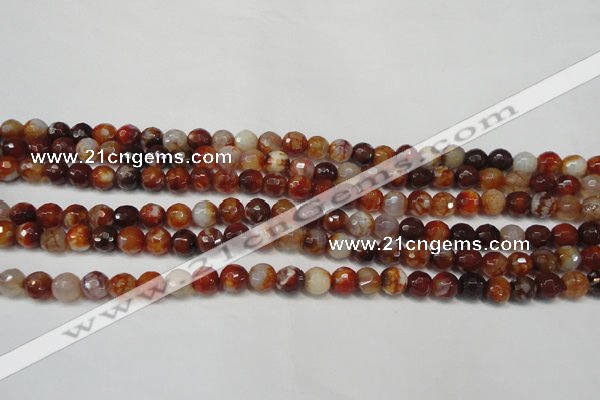 CAG5675 15 inches 6mm faceted round fire crackle agate beads