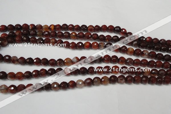 CAG5676 15 inches 6mm faceted round fire crackle agate beads