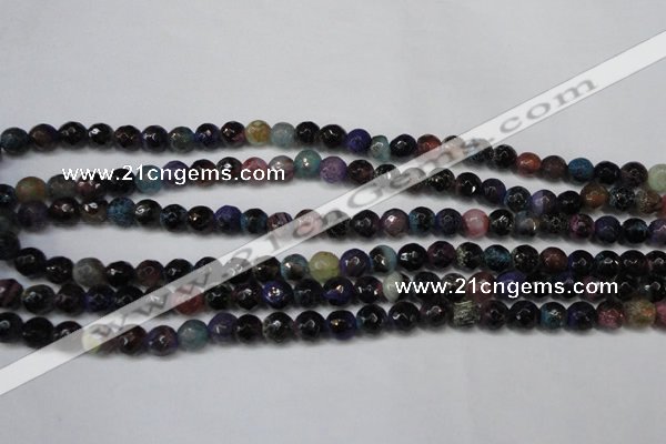 CAG5677 15 inches 6mm faceted round fire crackle agate beads