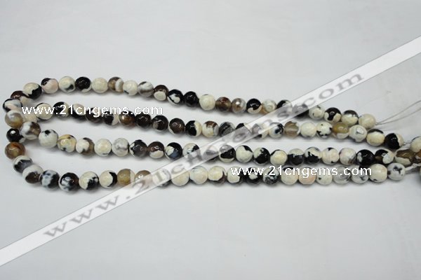 CAG5680 15 inches 8mm faceted round fire crackle agate beads