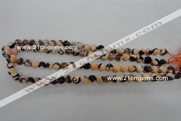 CAG5682 15 inches 8mm faceted round fire crackle agate beads