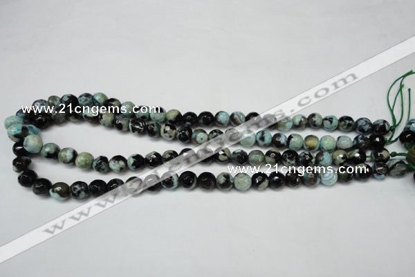 CAG5685 15 inches 8mm faceted round fire crackle agate beads