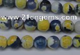 CAG5688 15 inches 8mm faceted round fire crackle agate beads