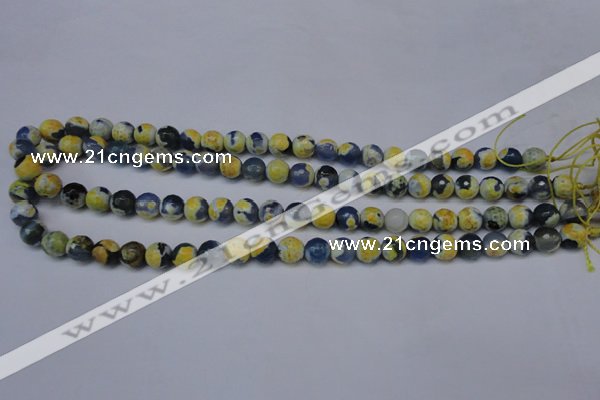 CAG5688 15 inches 8mm faceted round fire crackle agate beads