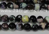 CAG5689 15 inches 8mm faceted round fire crackle agate beads