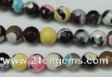 CAG5690 15 inches 8mm faceted round fire crackle agate beads