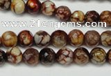 CAG5691 15 inches 8mm faceted round fire crackle agate beads