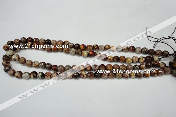 CAG5691 15 inches 8mm faceted round fire crackle agate beads